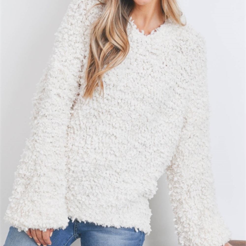 Ivory Hooded Fuzzy Sweater - Picture 7 of 10